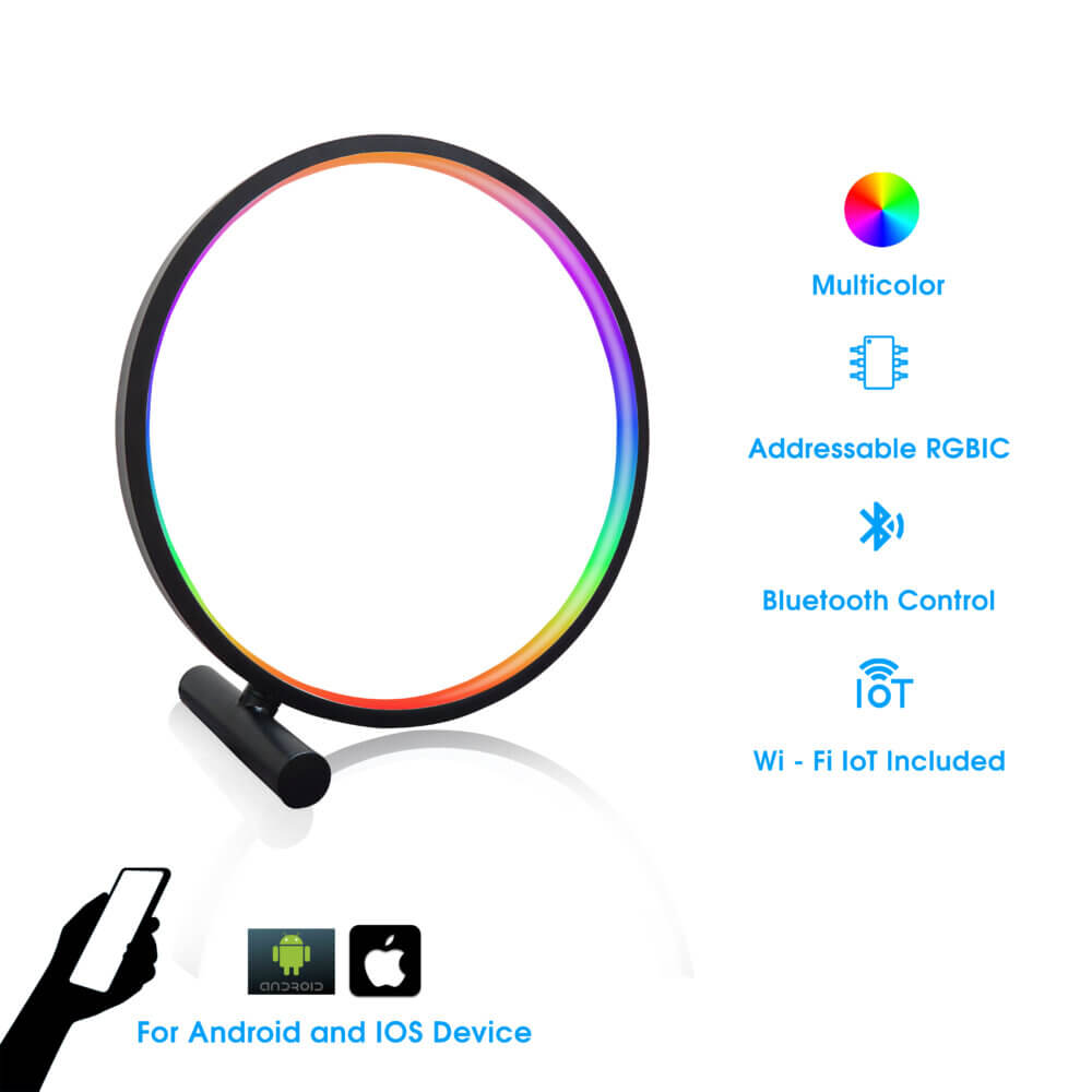 Animated ring multicolor table lamp